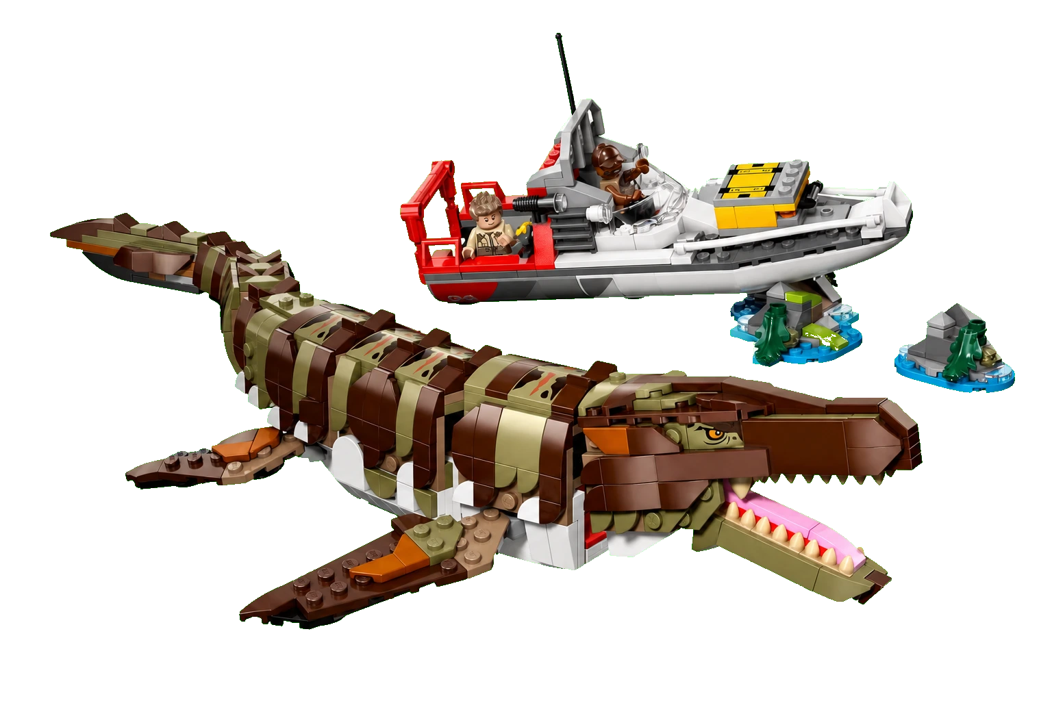 Jurassic World : Le bateau et le Mosasaure en briques
